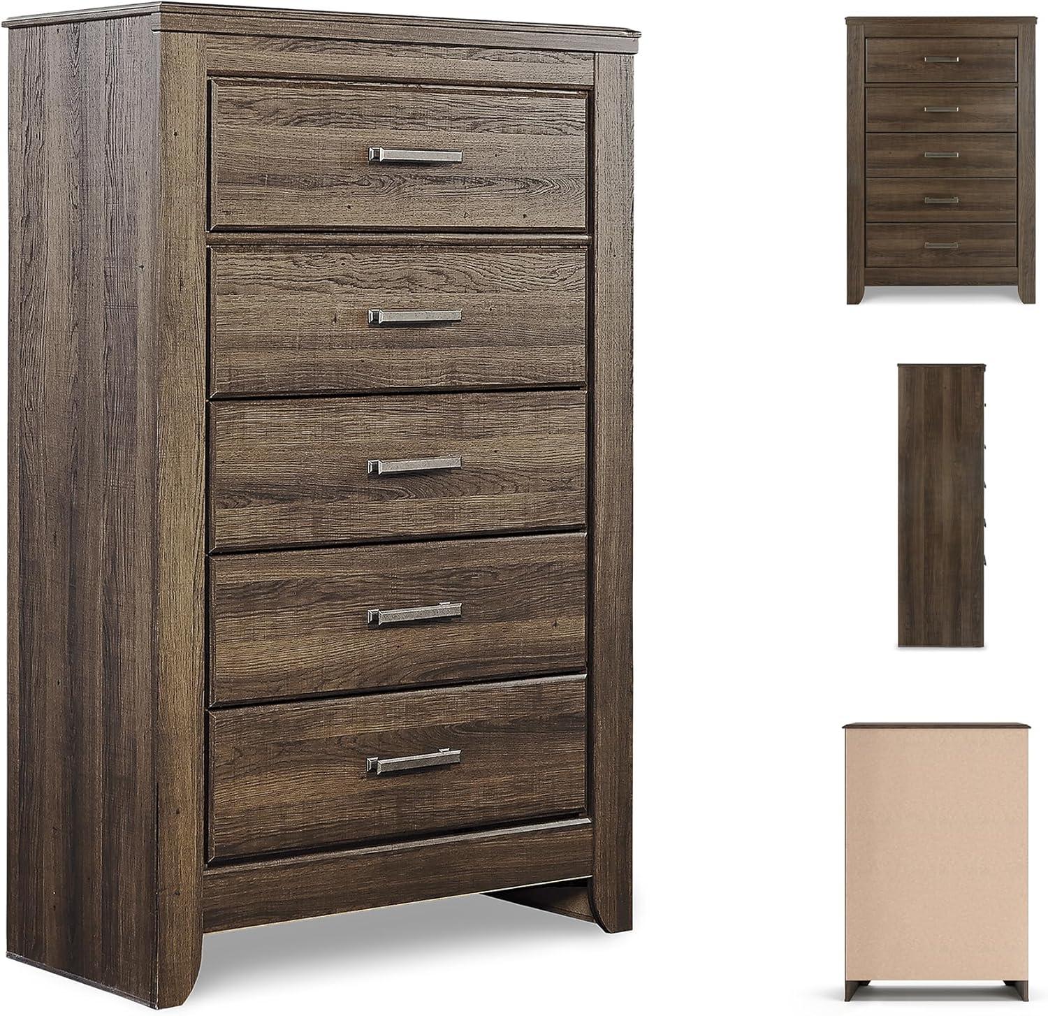 imageSignature Design by Ashley Brinxton Urban SmoothGliding 7Drawer Dresser and Mirror with Safety Stop GrayWarm Brown