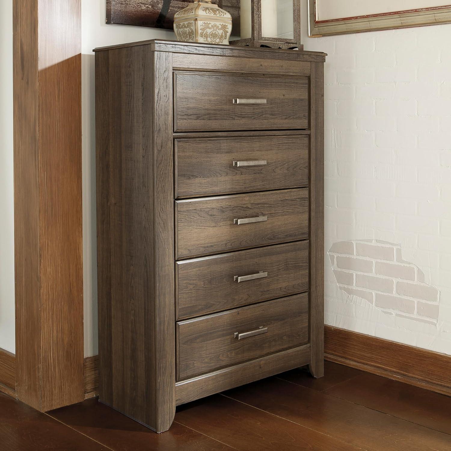imageSignature Design by Ashley Brinxton Urban SmoothGliding 7Drawer Dresser and Mirror with Safety Stop GrayWarm Brown