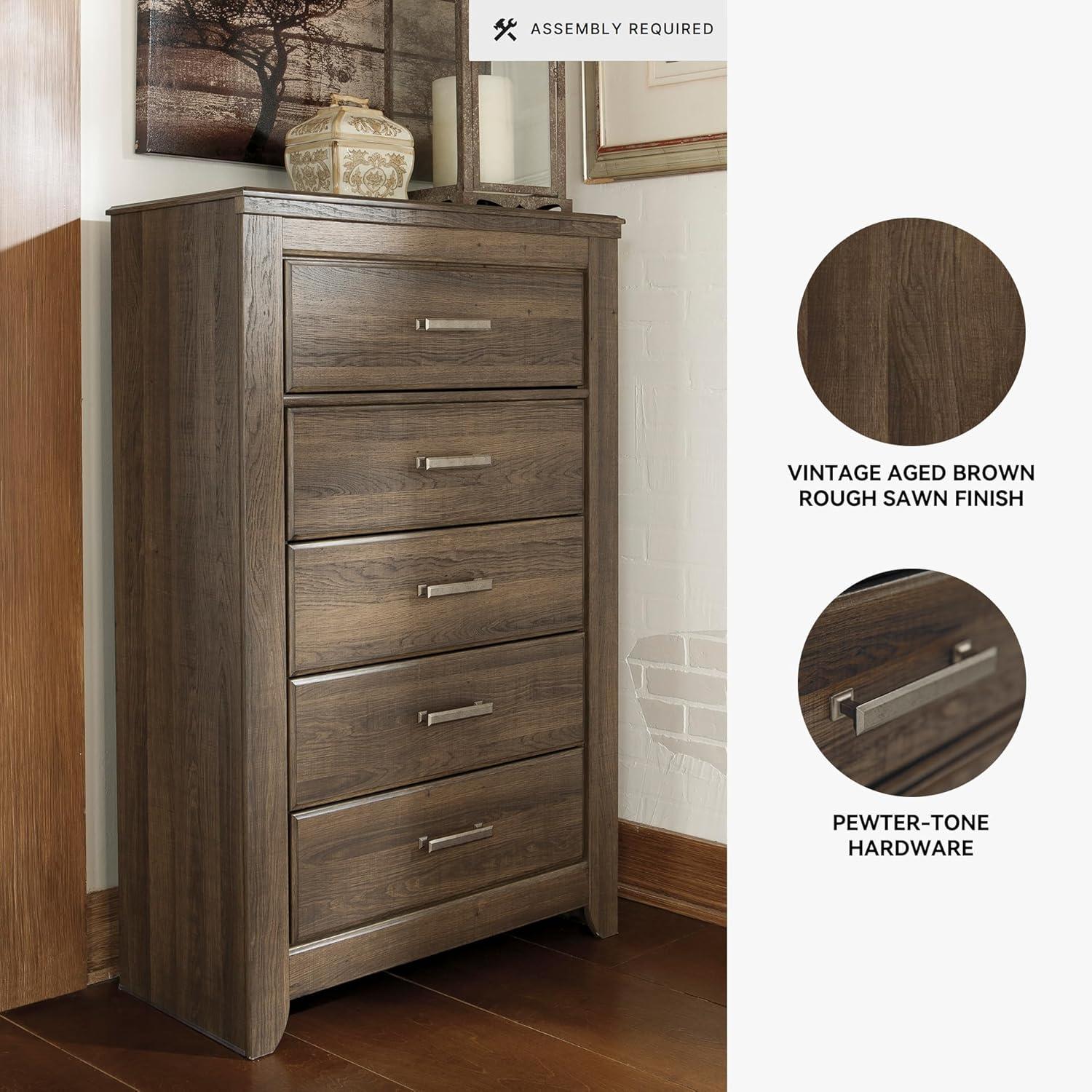 imageSignature Design by Ashley Brinxton Urban SmoothGliding 7Drawer Dresser and Mirror with Safety Stop GrayWarm Brown
