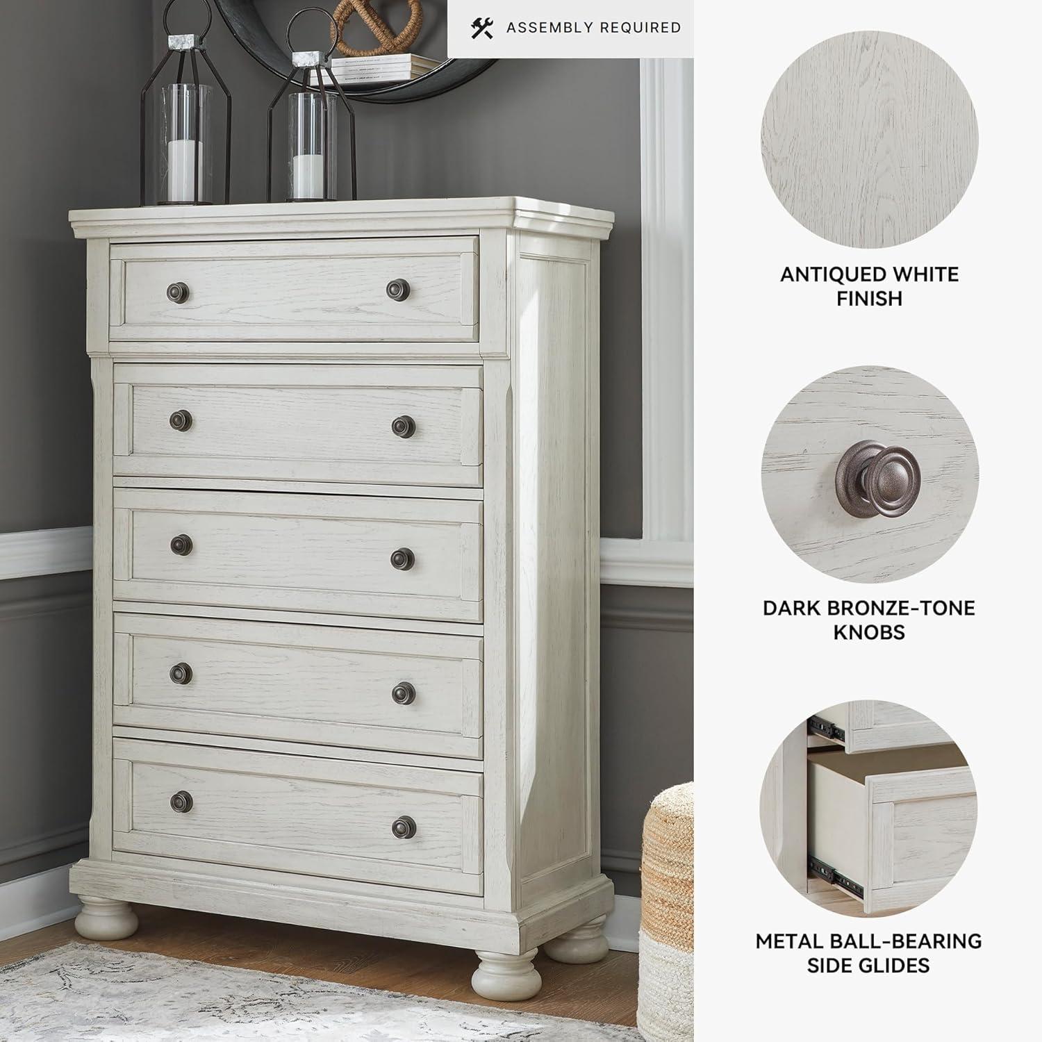 imageSignature Design by Ashley Brinxton Urban SmoothGliding 7Drawer Dresser and Mirror with Safety Stop GrayWhite