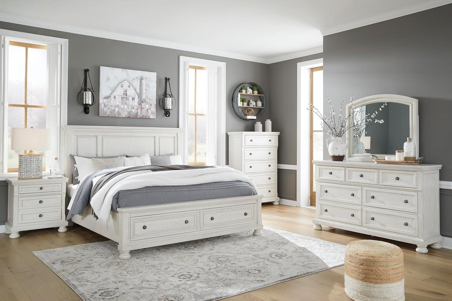 imageSignature Design by Ashley Brinxton Urban SmoothGliding 7Drawer Dresser and Mirror with Safety Stop GrayWhite