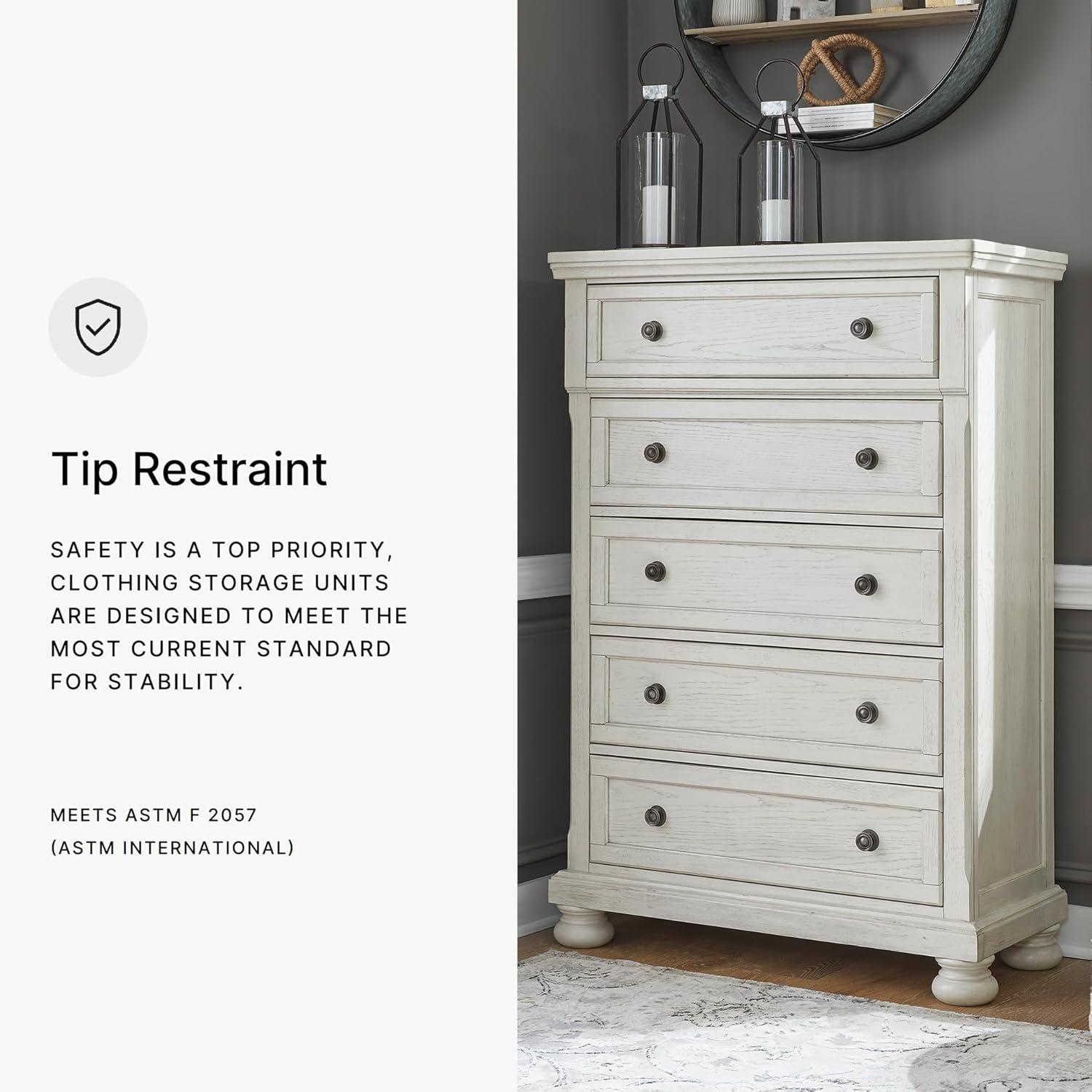 imageSignature Design by Ashley Brinxton Urban SmoothGliding 7Drawer Dresser and Mirror with Safety Stop GrayWhite