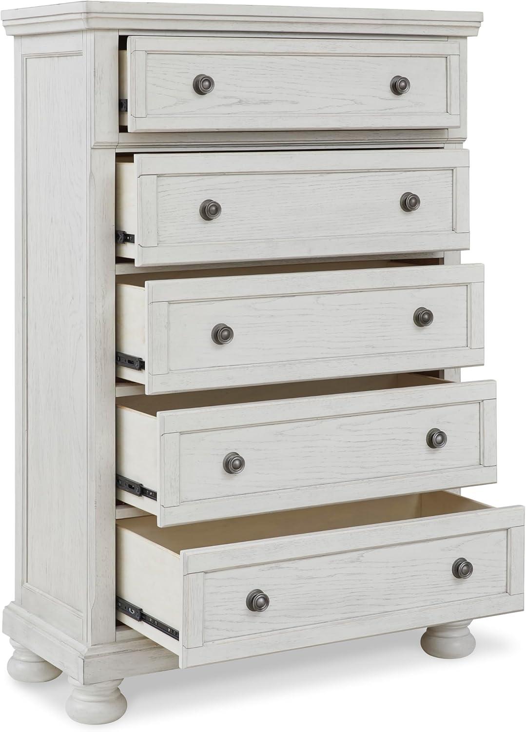 imageSignature Design by Ashley Brinxton Urban SmoothGliding 7Drawer Dresser and Mirror with Safety Stop GrayWhite