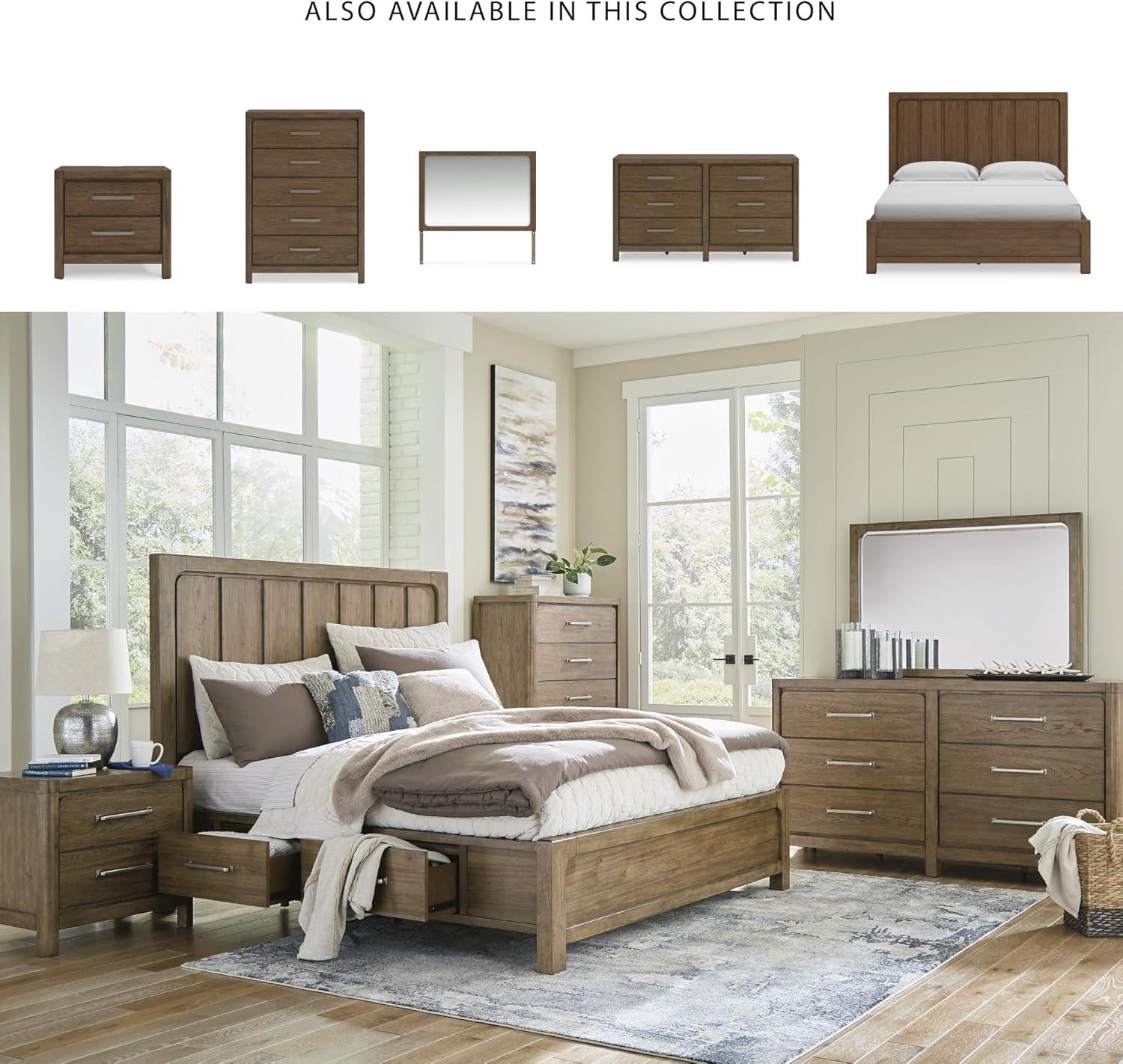 imageSignature Design by Ashley Cabalynn Casual Queen Upholstered Bed Foundation or Box Spring Needed BeigeCalifornia King Panel Bed with Storage