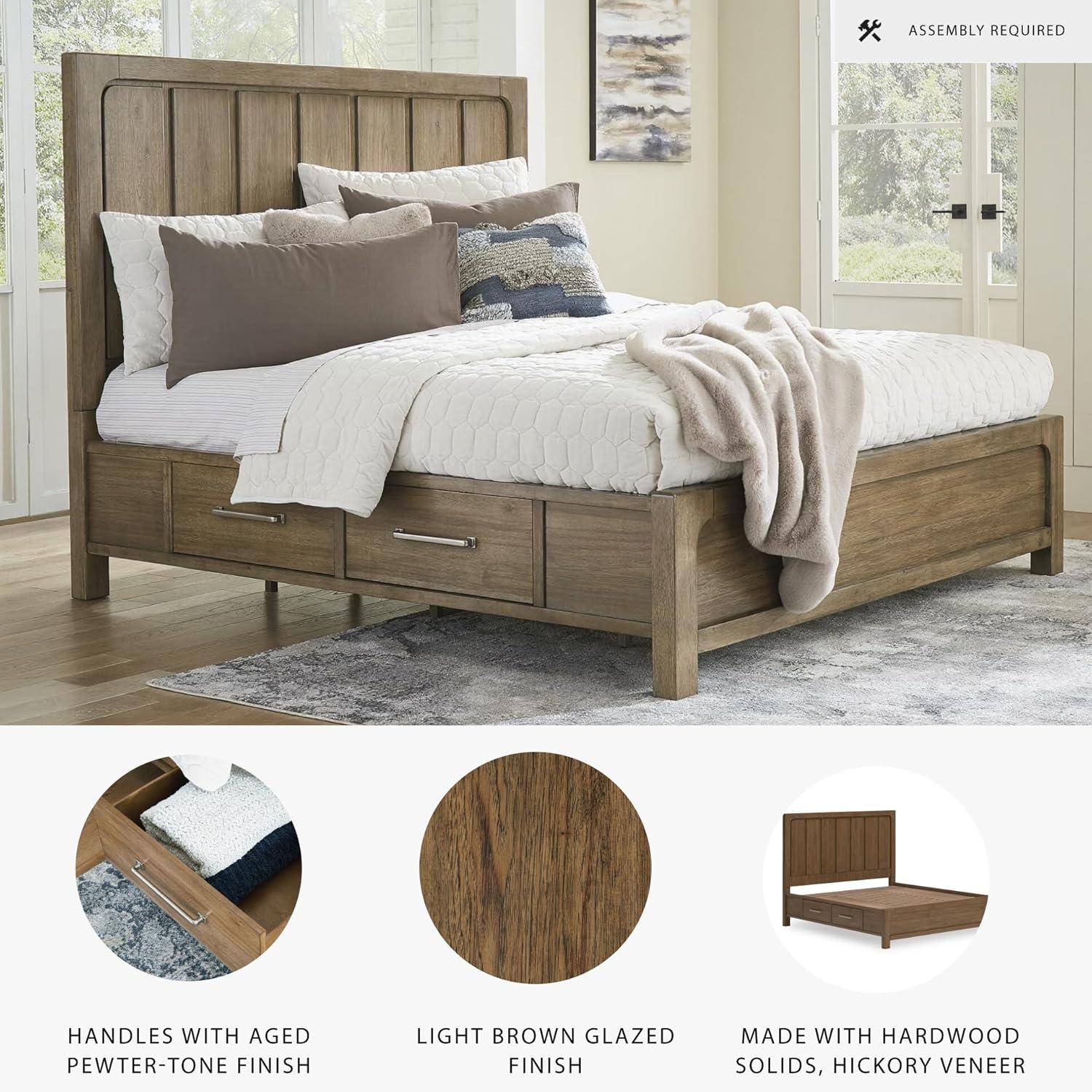 imageSignature Design by Ashley Cabalynn Casual Queen Upholstered Bed Foundation or Box Spring Needed BeigeCalifornia King Panel Bed with Storage