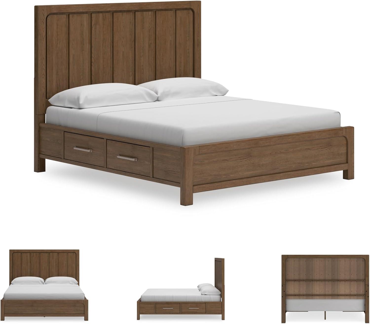 imageSignature Design by Ashley Cabalynn Casual Queen Upholstered Bed Foundation or Box Spring Needed BeigeCalifornia King Panel Bed with Storage