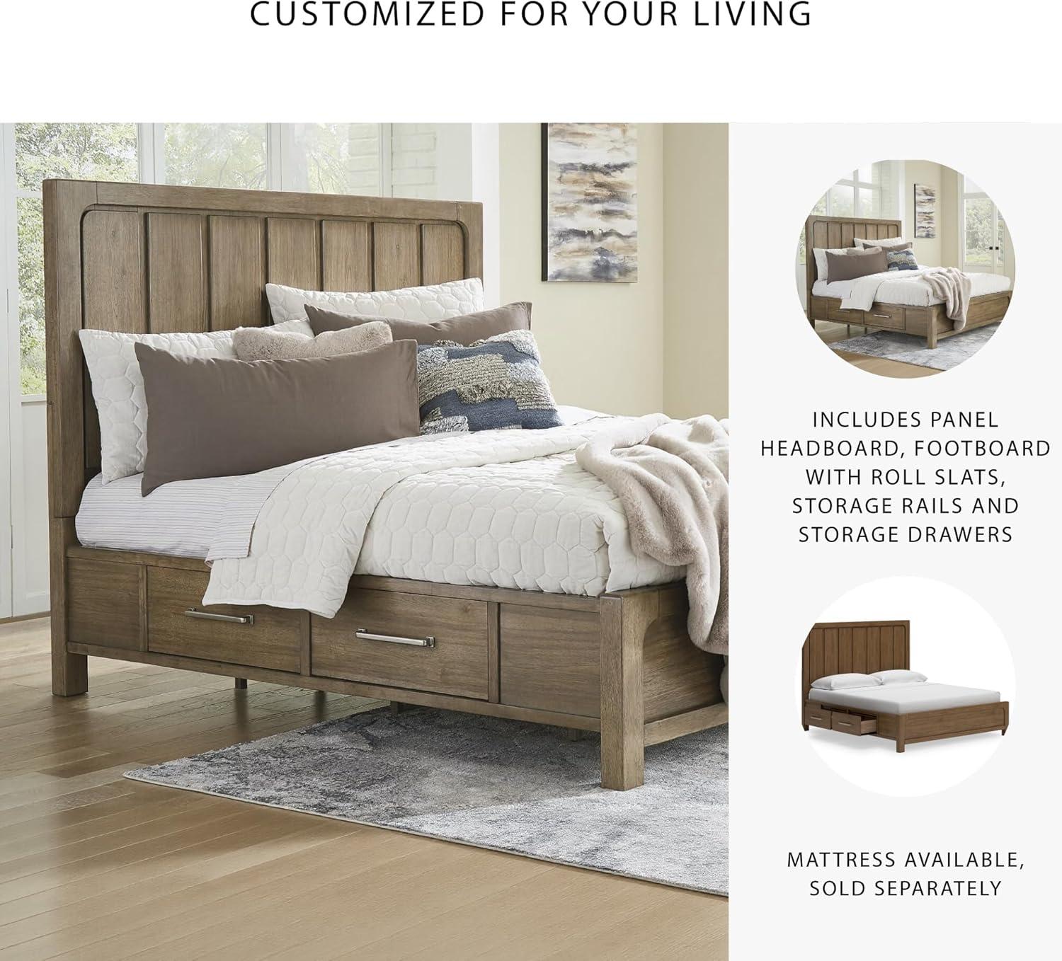imageSignature Design by Ashley Cabalynn Casual Queen Upholstered Bed Foundation or Box Spring Needed BeigeCalifornia King Panel Bed with Storage