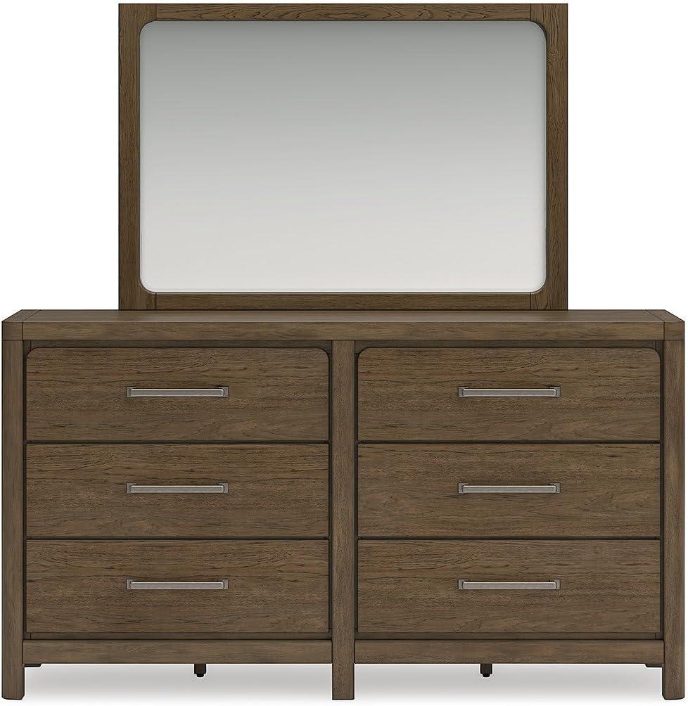 imageSignature Design by Ashley Cabalynn Casual Queen Upholstered Bed Foundation or Box Spring Needed BeigeDresser and Mirror
