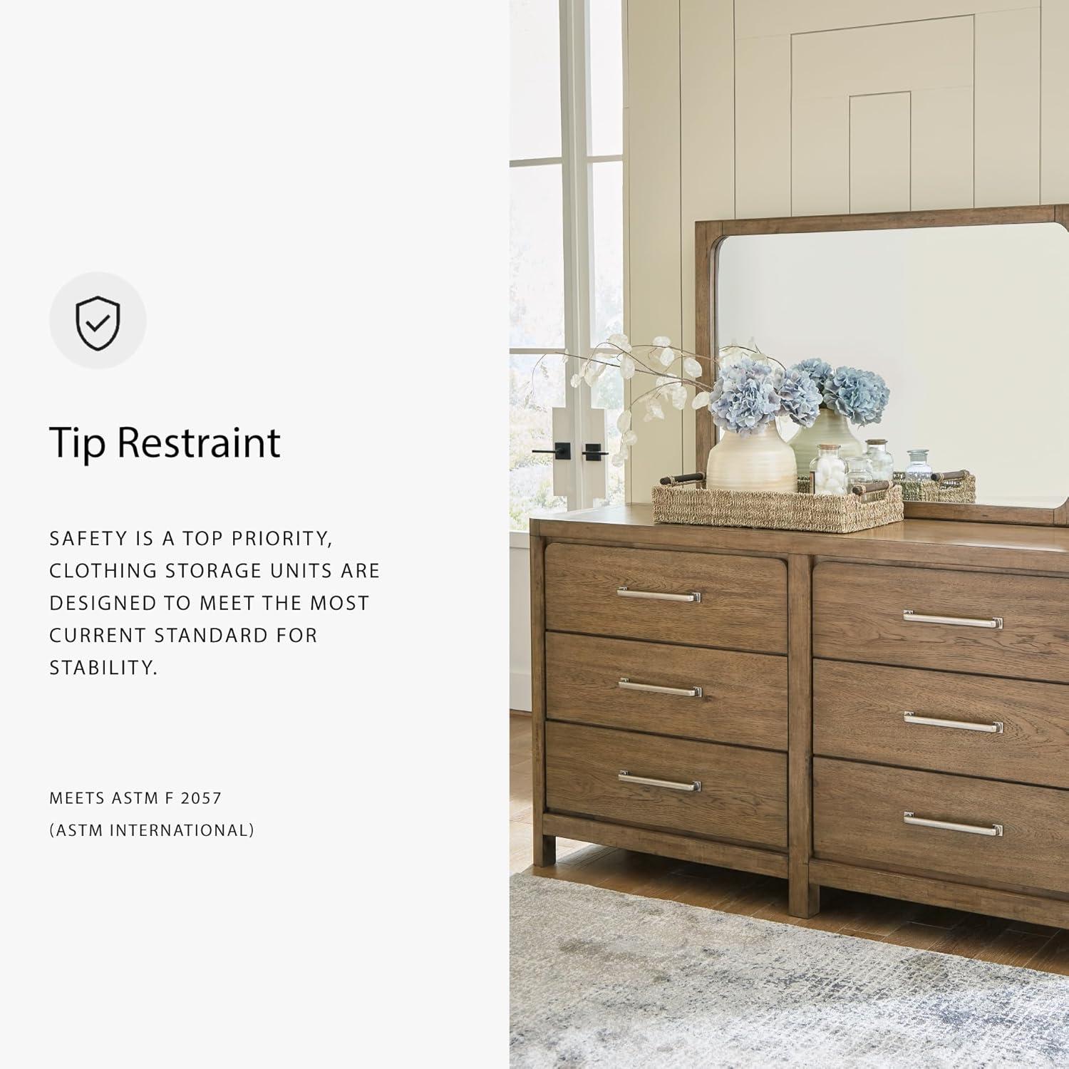 imageSignature Design by Ashley Cabalynn Casual Queen Upholstered Bed Foundation or Box Spring Needed BeigeDresser and Mirror