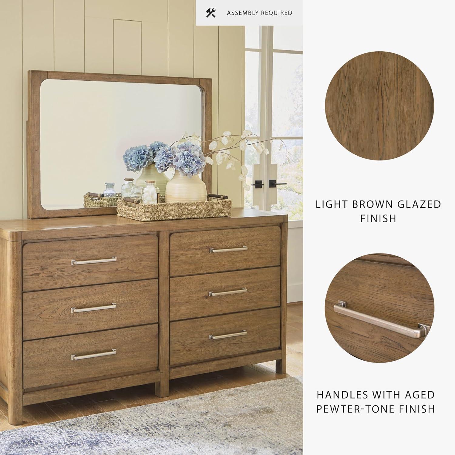 imageSignature Design by Ashley Cabalynn Casual Queen Upholstered Bed Foundation or Box Spring Needed BeigeDresser and Mirror