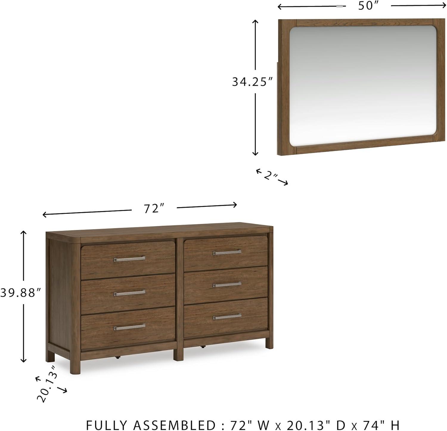 imageSignature Design by Ashley Cabalynn Casual Queen Upholstered Bed Foundation or Box Spring Needed BeigeDresser and Mirror