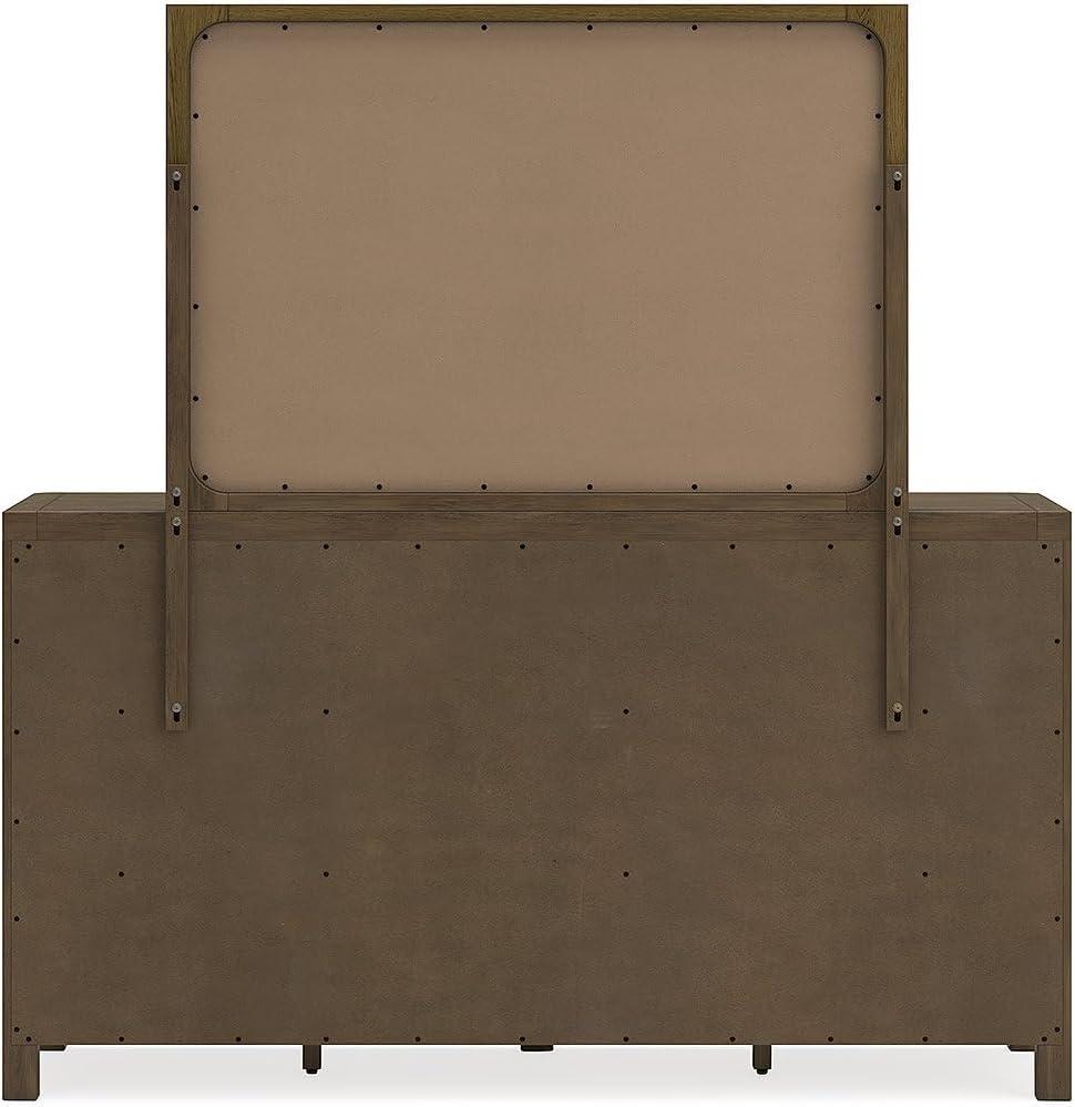 imageSignature Design by Ashley Cabalynn Casual Queen Upholstered Bed Foundation or Box Spring Needed BeigeDresser and Mirror