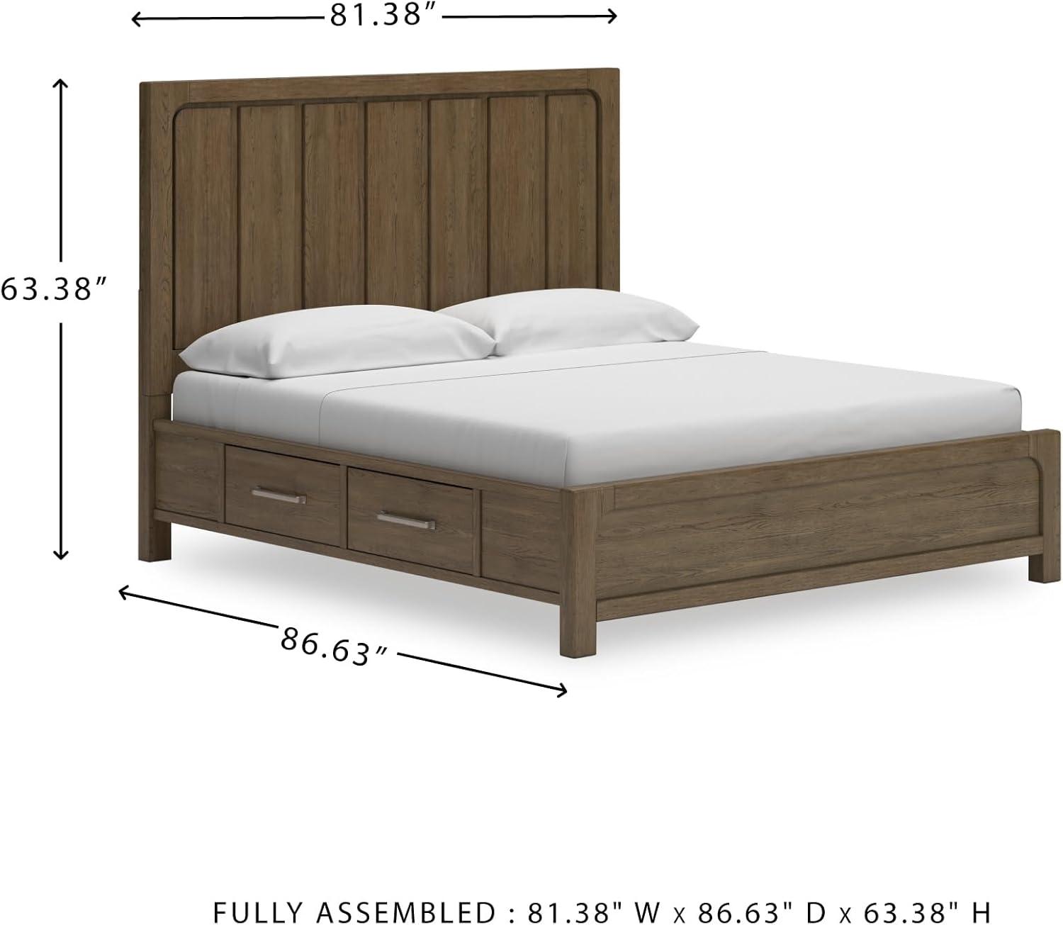 imageSignature Design by Ashley Cabalynn Casual Queen Upholstered Bed Foundation or Box Spring Needed BeigeKing Panel Bed with Storage
