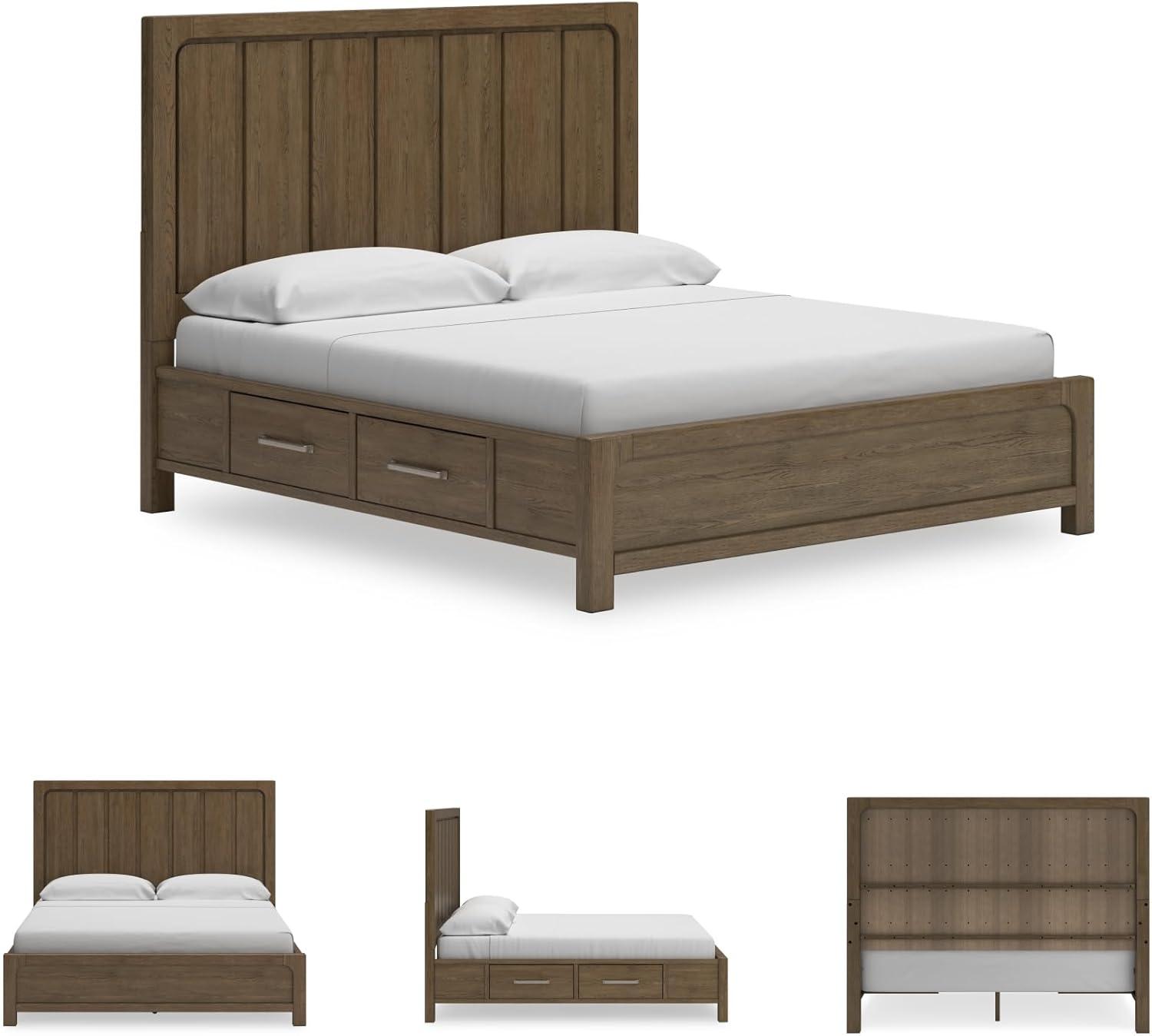 imageSignature Design by Ashley Cabalynn Casual Queen Upholstered Bed Foundation or Box Spring Needed BeigeKing Panel Bed with Storage