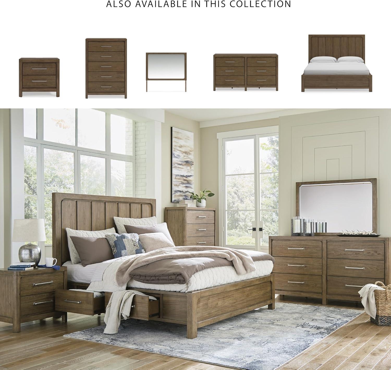 imageSignature Design by Ashley Cabalynn Casual Queen Upholstered Bed Foundation or Box Spring Needed BeigeKing Panel Bed with Storage