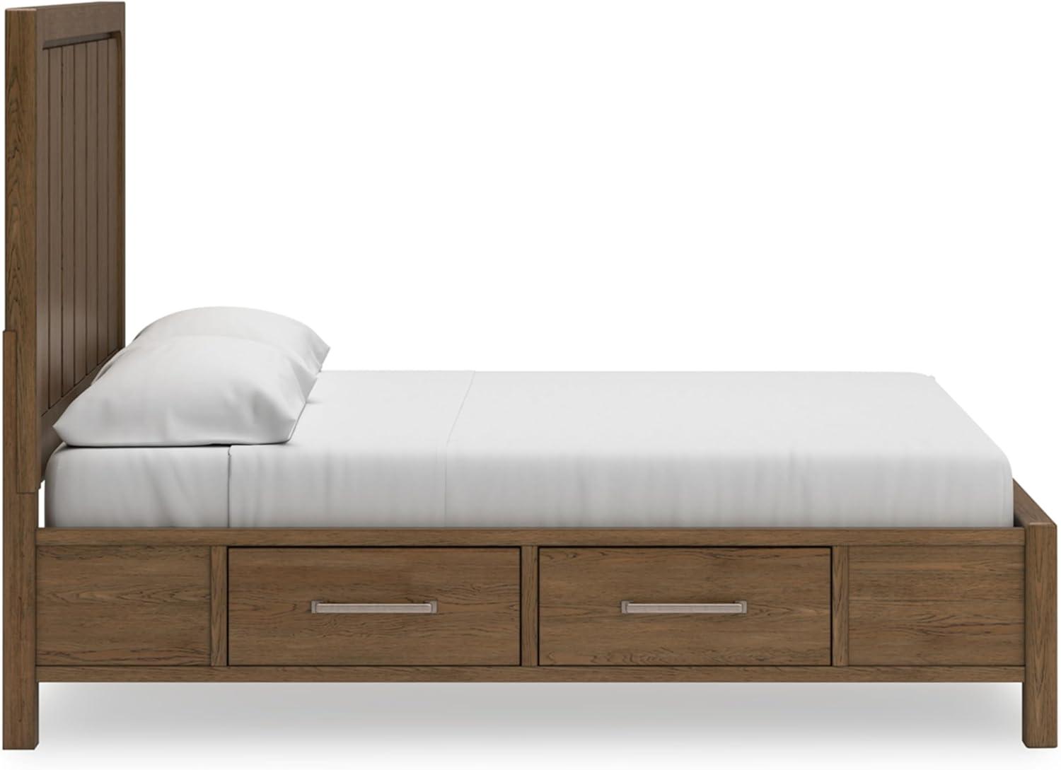 imageSignature Design by Ashley Cabalynn Casual Queen Upholstered Bed Foundation or Box Spring Needed BeigeKing Panel Bed with Storage