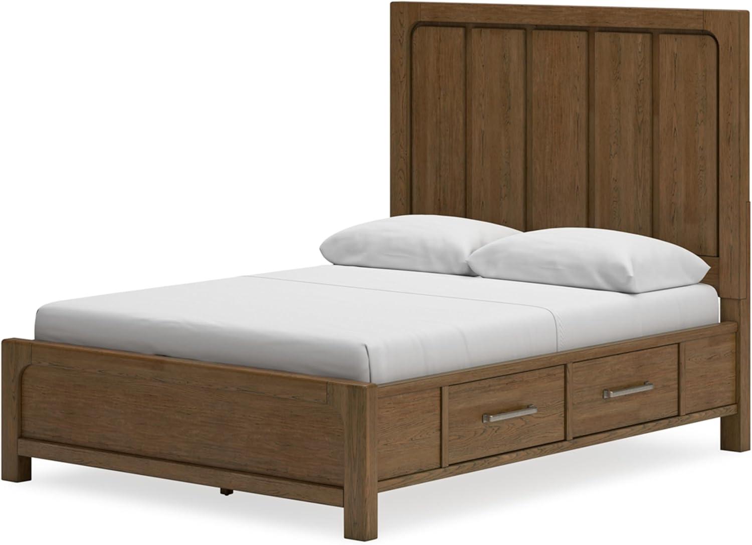 imageSignature Design by Ashley Cabalynn Casual Queen Upholstered Bed Foundation or Box Spring Needed BeigeQueen Panel Bed with Storage