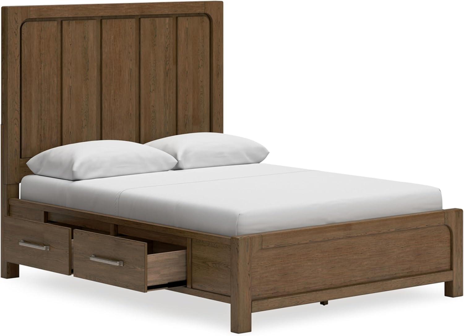 imageSignature Design by Ashley Cabalynn Casual Queen Upholstered Bed Foundation or Box Spring Needed BeigeQueen Panel Bed with Storage