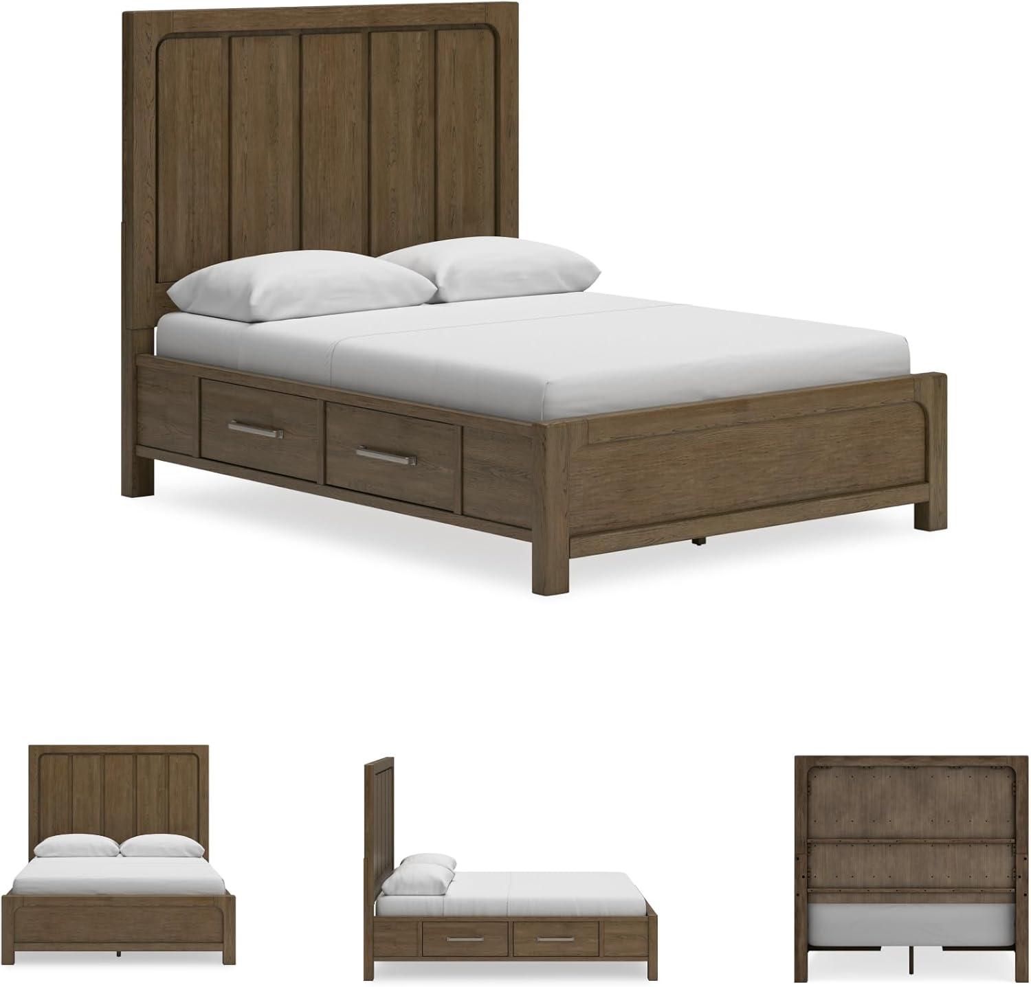 imageSignature Design by Ashley Cabalynn Casual Queen Upholstered Bed Foundation or Box Spring Needed BeigeQueen Panel Bed with Storage