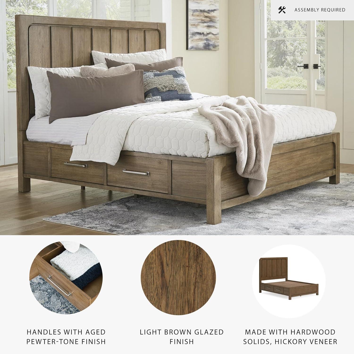 imageSignature Design by Ashley Cabalynn Casual Queen Upholstered Bed Foundation or Box Spring Needed BeigeQueen Panel Bed with Storage
