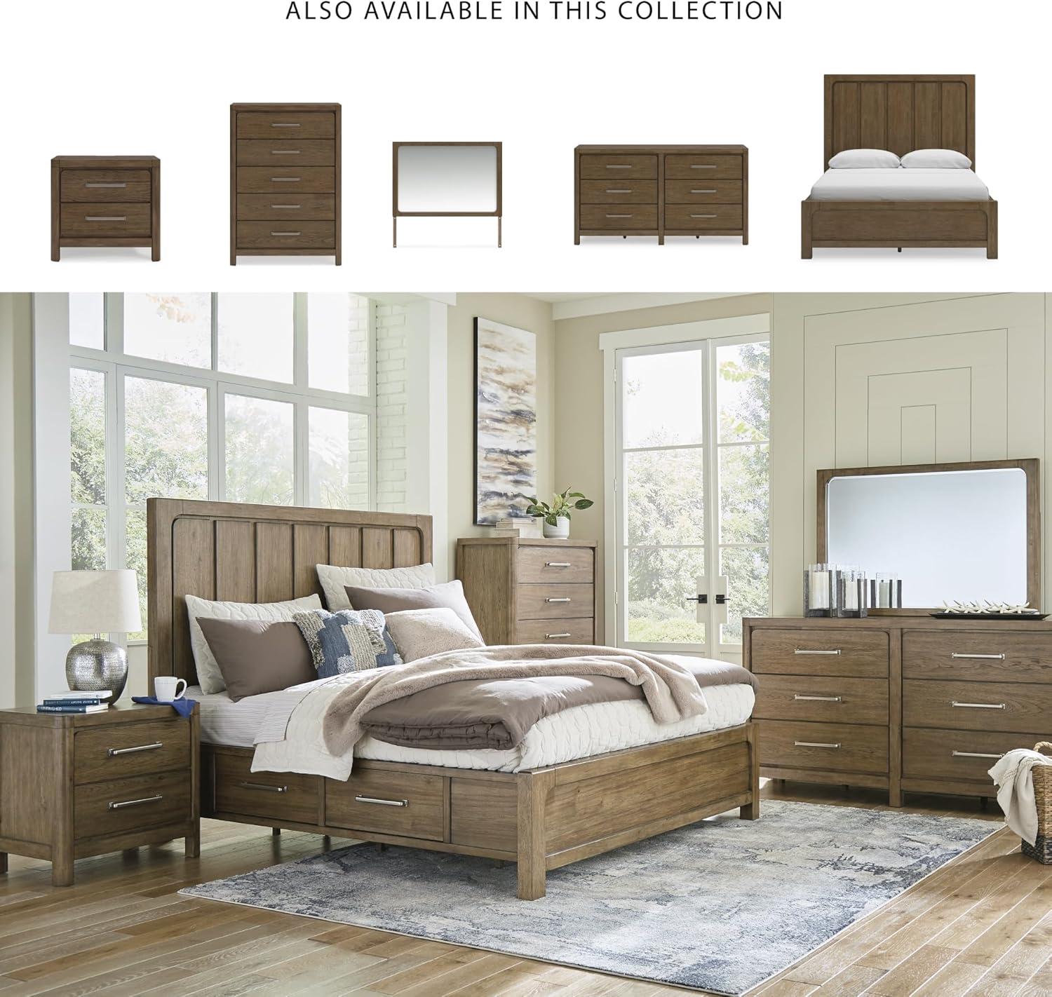imageSignature Design by Ashley Cabalynn Casual Queen Upholstered Bed Foundation or Box Spring Needed BeigeQueen Panel Bed with Storage