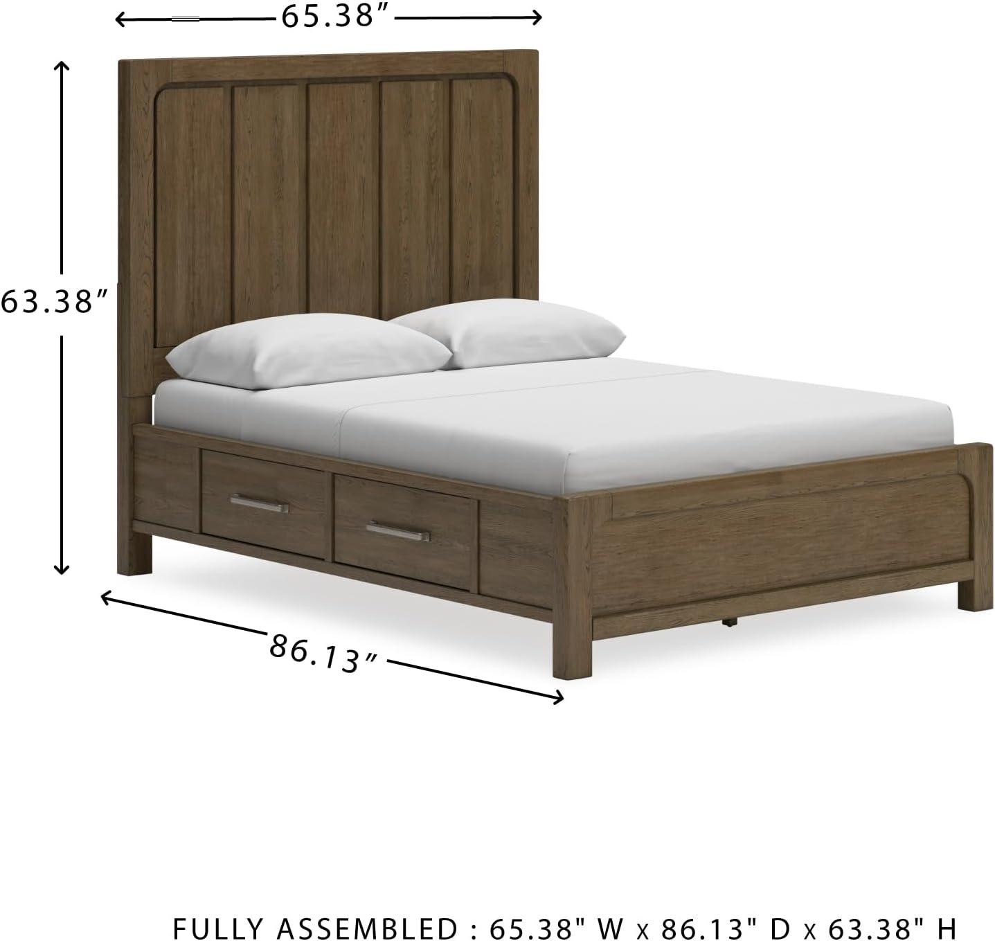 imageSignature Design by Ashley Cabalynn Casual Queen Upholstered Bed Foundation or Box Spring Needed BeigeQueen Panel Bed with Storage