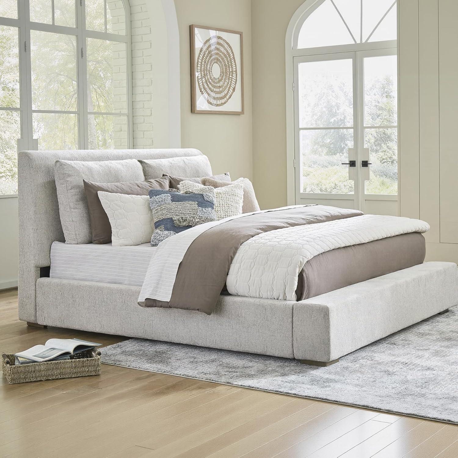 imageSignature Design by Ashley Cabalynn Casual Queen Upholstered Bed Foundation or Box Spring Needed BeigeQueen Upholstered Bed