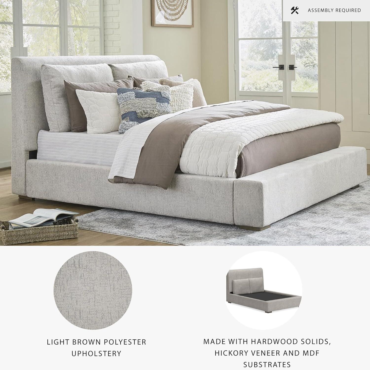 imageSignature Design by Ashley Cabalynn Casual Queen Upholstered Bed Foundation or Box Spring Needed BeigeQueen Upholstered Bed