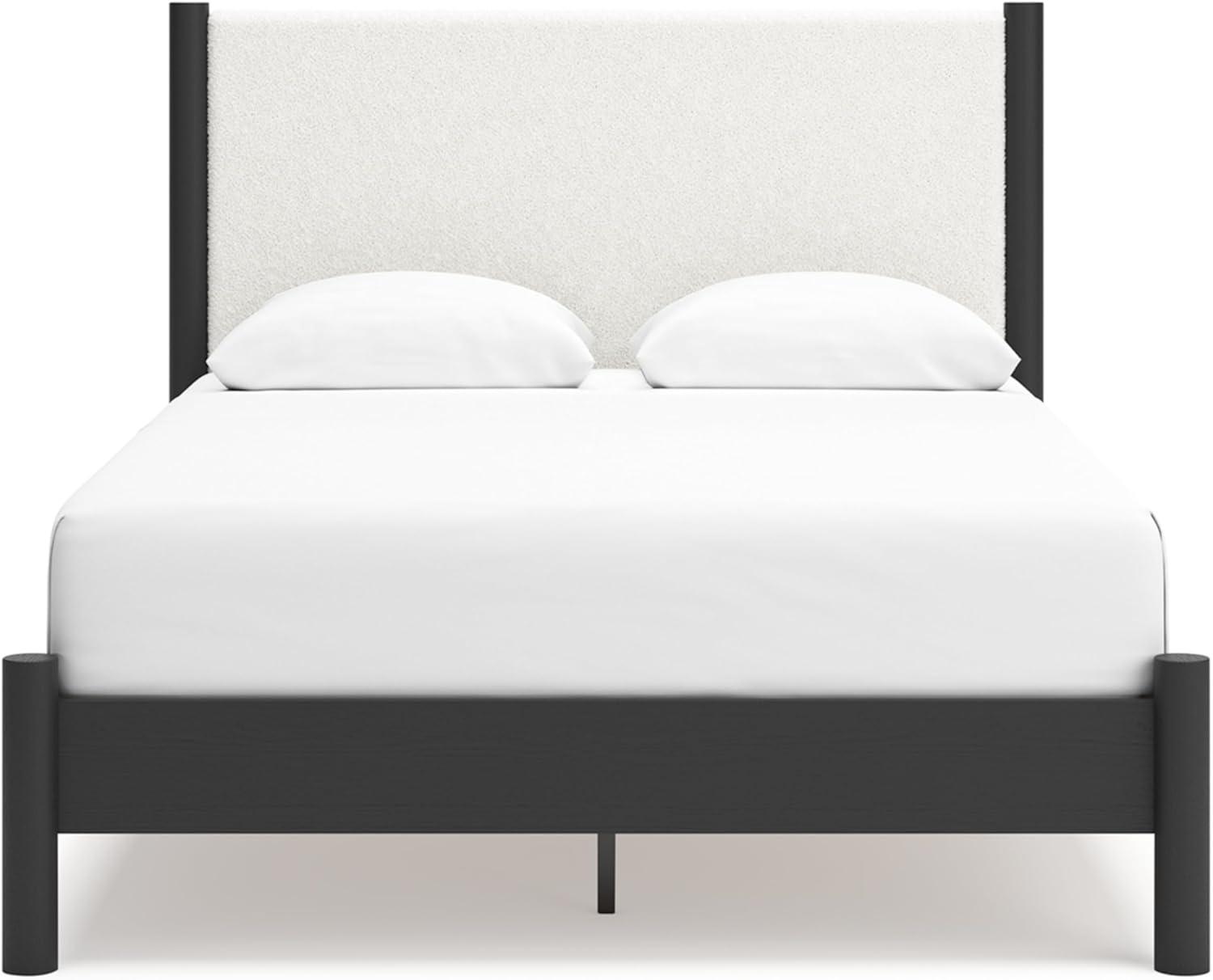imageSignature Design by Ashley Cadmori Modern Queen Upholstered Platform Bed Foundation or Box Spring Not Needed Black amp WhiteBlackWhite