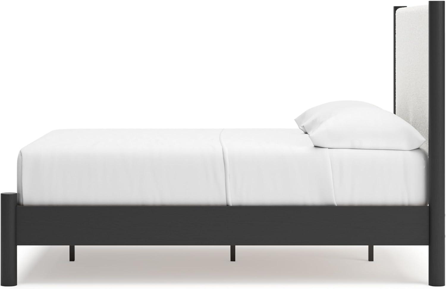 imageSignature Design by Ashley Cadmori Modern Queen Upholstered Platform Bed Foundation or Box Spring Not Needed Black amp WhiteBlackWhite