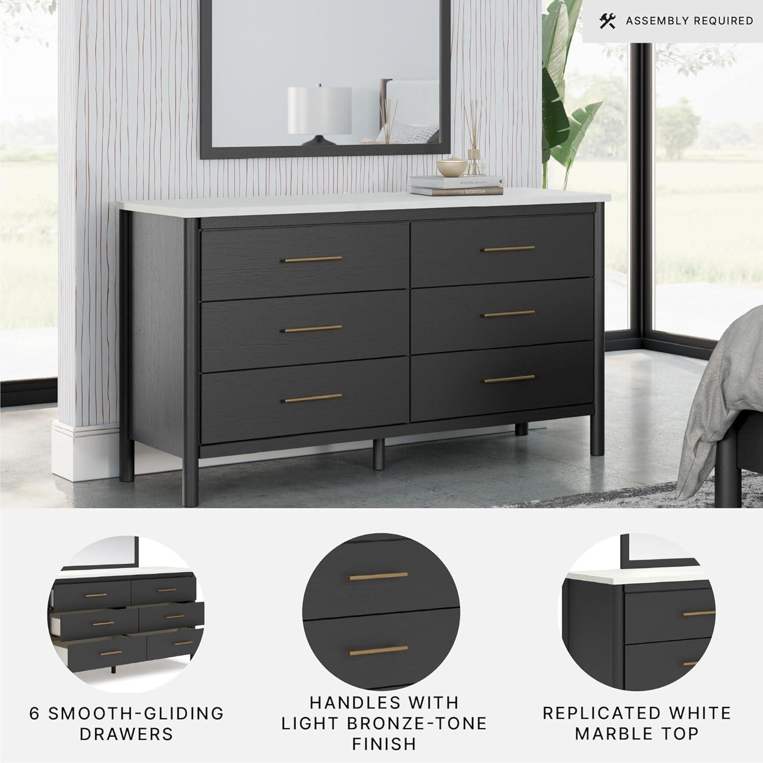 imageSignature Design by Ashley Cadmori Modern Queen Upholstered Platform Bed Foundation or Box Spring Not Needed Black amp WhiteBlackWhite