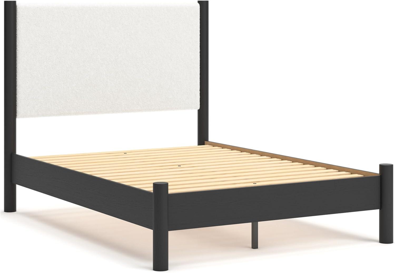 imageSignature Design by Ashley Cadmori Modern Queen Upholstered Platform Bed Foundation or Box Spring Not Needed Black amp WhiteBlackWhite