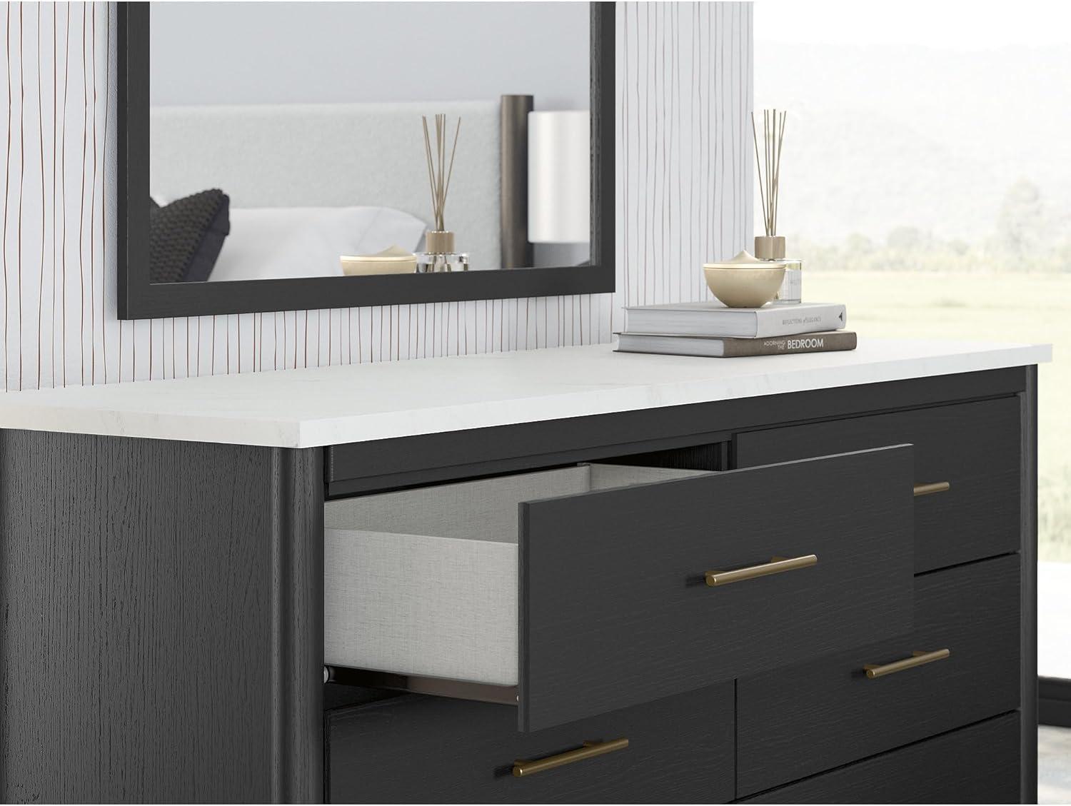 imageSignature Design by Ashley Cadmori Modern Queen Upholstered Platform Bed Foundation or Box Spring Not Needed Black amp WhiteBlackWhite