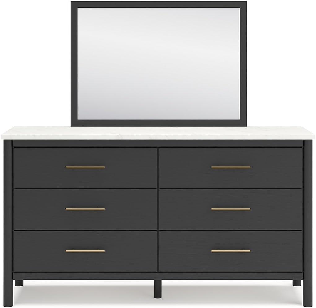 imageSignature Design by Ashley Cadmori Modern Queen Upholstered Platform Bed Foundation or Box Spring Not Needed Black amp WhiteBlackWhite