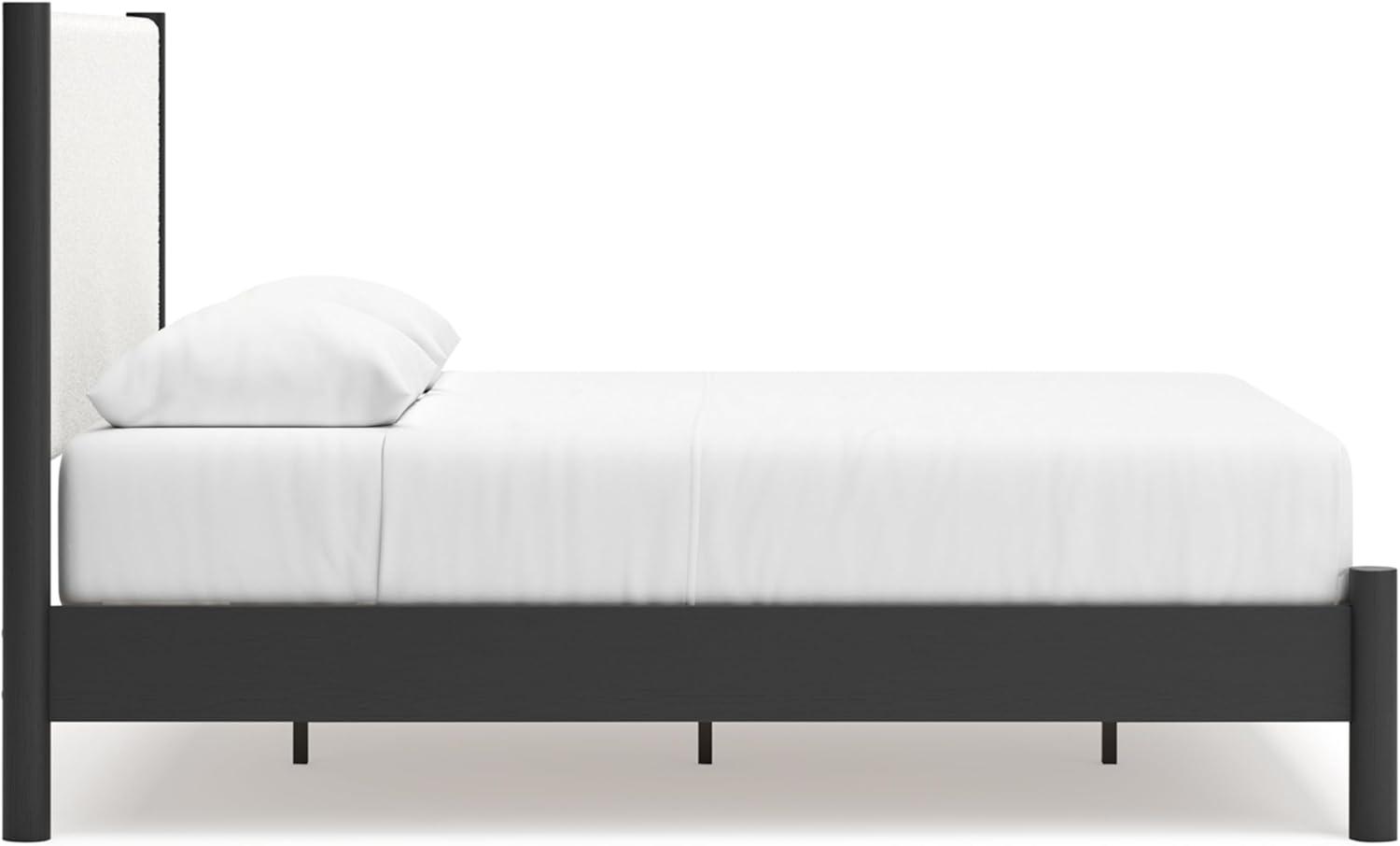 imageSignature Design by Ashley Cadmori Modern Queen Upholstered Platform Bed Foundation or Box Spring Not Needed Black amp WhiteBlackWhite