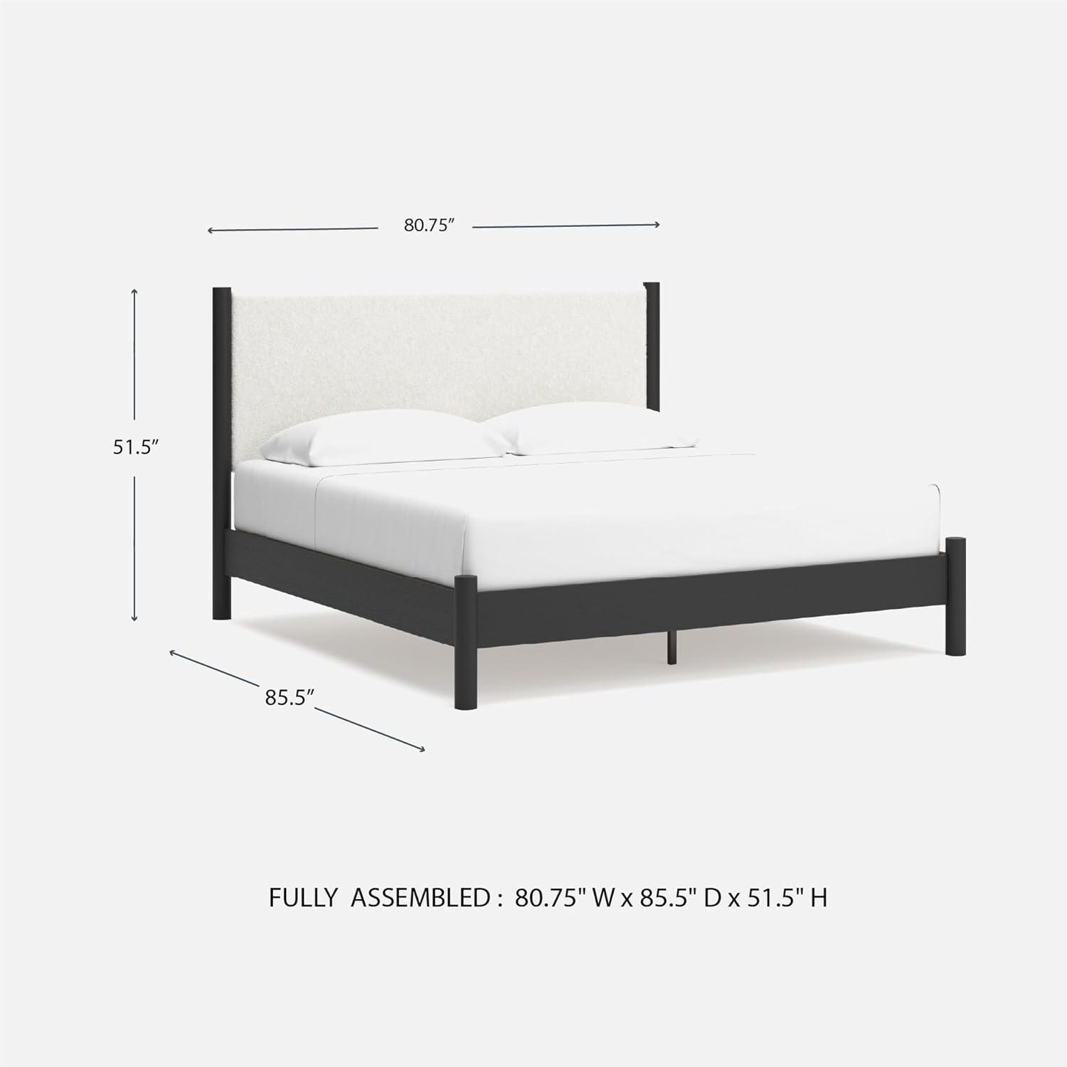imageSignature Design by Ashley Cadmori Modern Queen Upholstered Platform Bed Foundation or Box Spring Not Needed Black amp WhiteBlackWhite