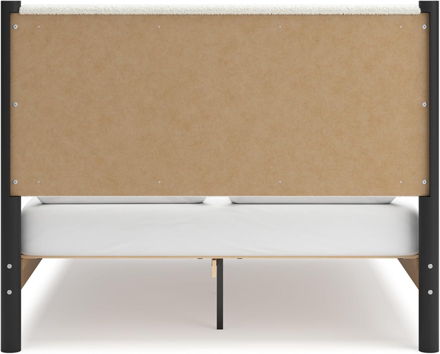 imageSignature Design by Ashley Cadmori Modern Queen Upholstered Platform Bed Foundation or Box Spring Not Needed Black amp WhiteBlackWhite