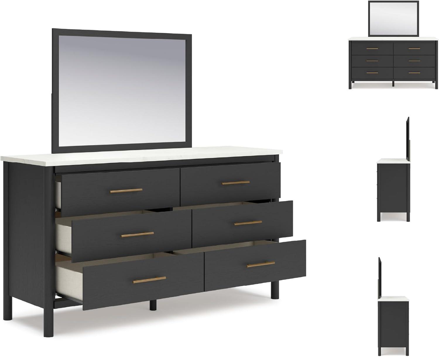 imageSignature Design by Ashley Cadmori Modern Queen Upholstered Platform Bed Foundation or Box Spring Not Needed Black amp WhiteBlackWhite