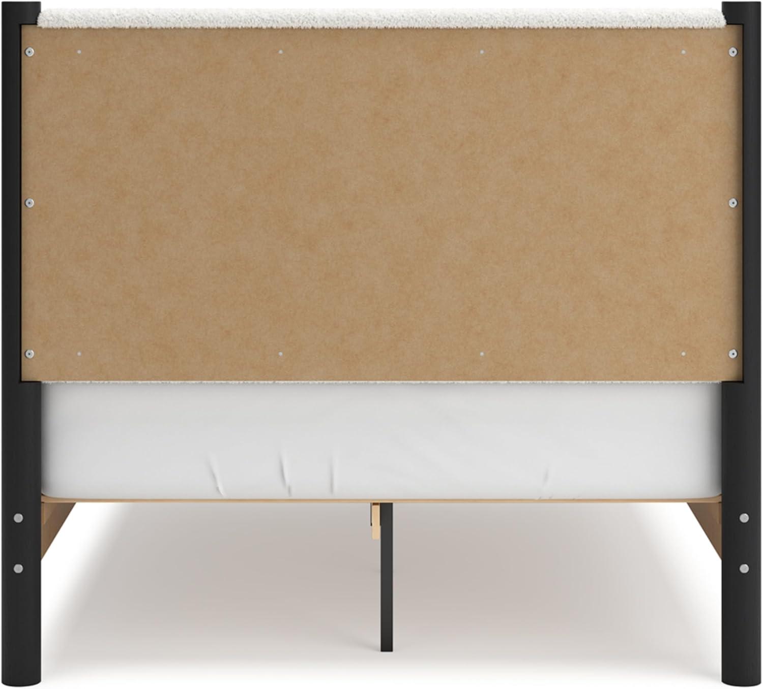 imageSignature Design by Ashley Cadmori Modern Queen Upholstered Platform Bed Foundation or Box Spring Not Needed Black amp WhiteBlackWhite