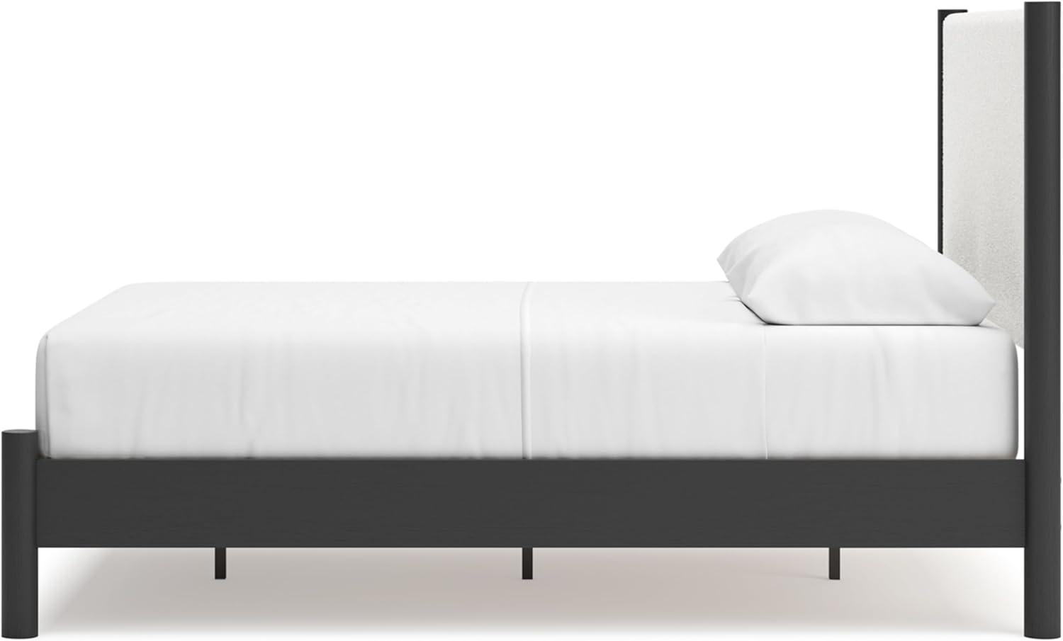imageSignature Design by Ashley Cadmori Modern Queen Upholstered Platform Bed Foundation or Box Spring Not Needed Black amp WhiteBlackWhite