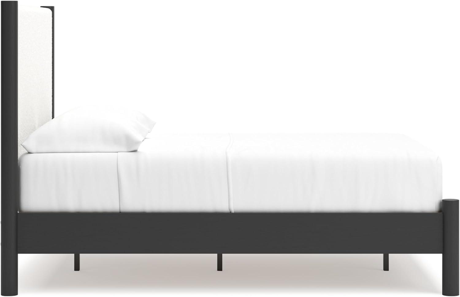 imageSignature Design by Ashley Cadmori Modern Queen Upholstered Platform Bed Foundation or Box Spring Not Needed Black amp WhiteBlackWhite