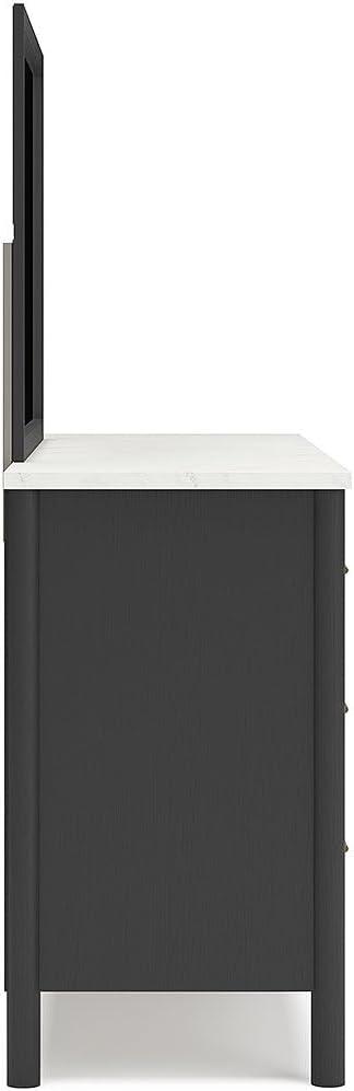 imageSignature Design by Ashley Cadmori Modern Queen Upholstered Platform Bed Foundation or Box Spring Not Needed Black amp WhiteBlackWhite