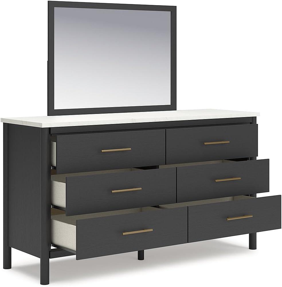 imageSignature Design by Ashley Cadmori Modern Queen Upholstered Platform Bed Foundation or Box Spring Not Needed Black amp WhiteBlackWhite