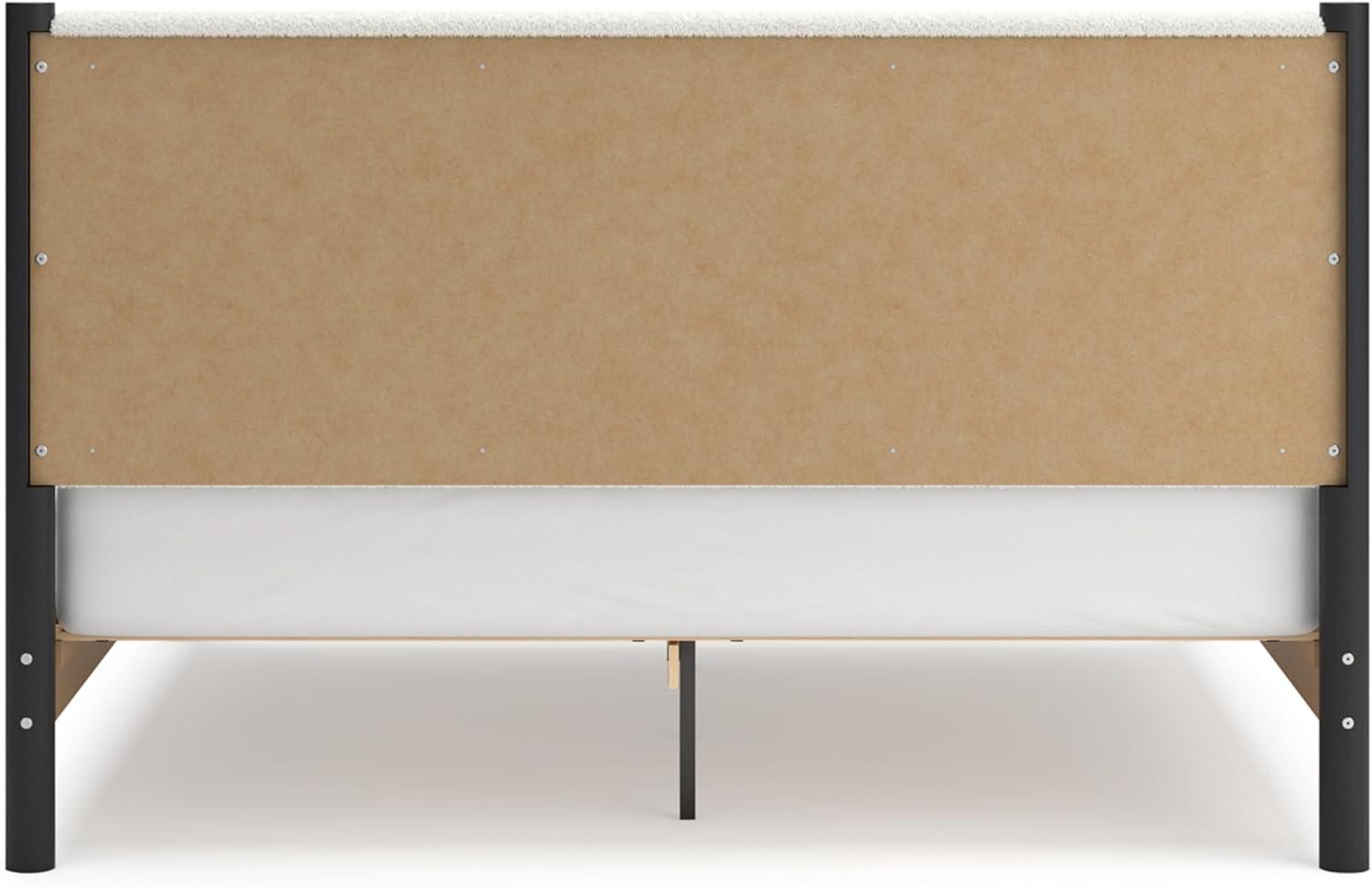 imageSignature Design by Ashley Cadmori Modern Queen Upholstered Platform Bed Foundation or Box Spring Not Needed Black amp WhiteBlackWhite