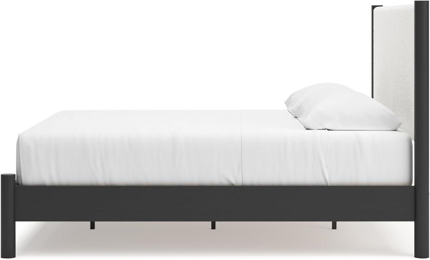 imageSignature Design by Ashley Cadmori Modern Queen Upholstered Platform Bed Foundation or Box Spring Not Needed Black amp WhiteBlackWhite