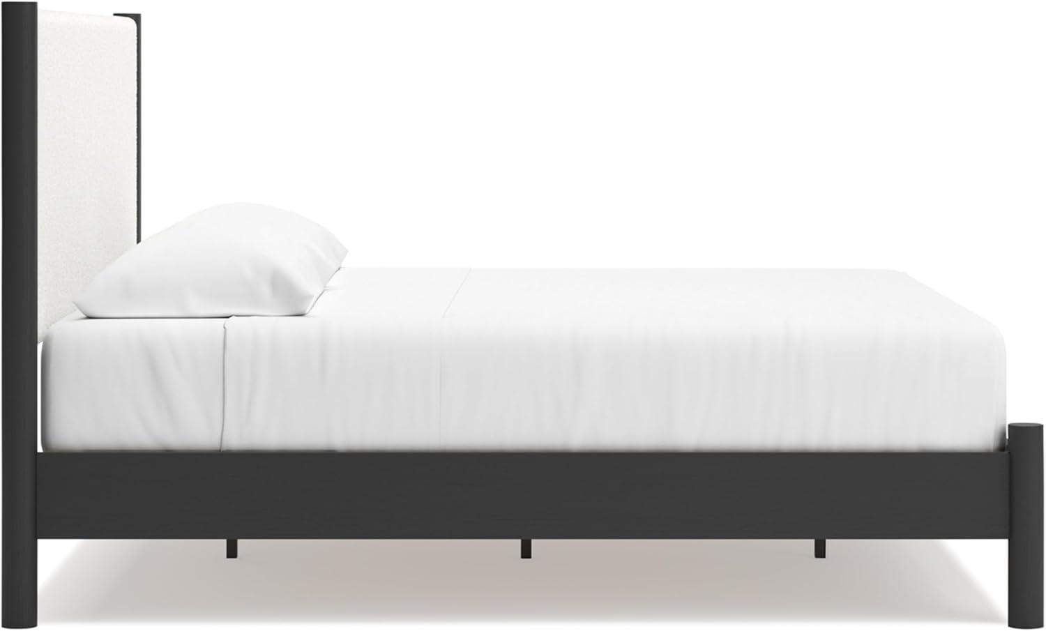 imageSignature Design by Ashley Cadmori Modern Queen Upholstered Platform Bed Foundation or Box Spring Not Needed Black amp WhiteBlackWhite