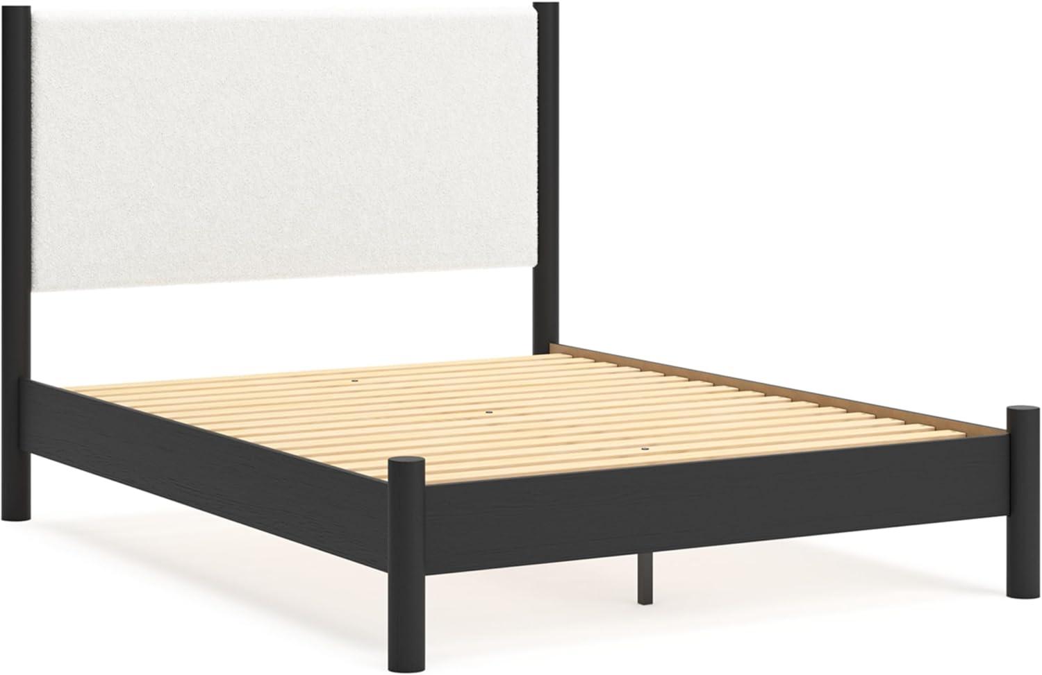 imageSignature Design by Ashley Cadmori Modern Queen Upholstered Platform Bed Foundation or Box Spring Not Needed Black amp WhiteBlackWhite