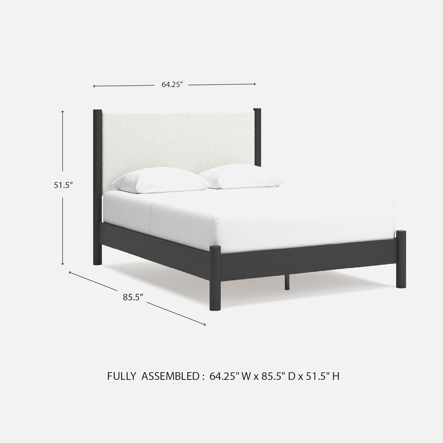 imageSignature Design by Ashley Cadmori Modern Queen Upholstered Platform Bed Foundation or Box Spring Not Needed Black amp WhiteBlackWhite