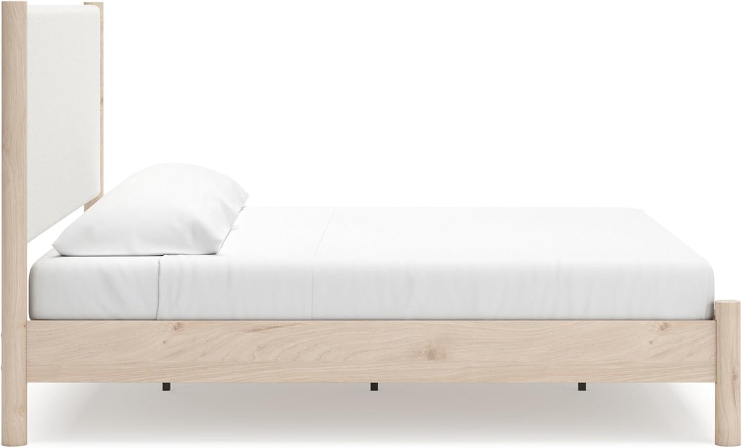 imageSignature Design by Ashley Cadmori Modern Queen Upholstered Platform Bed Foundation or Box Spring Not Needed Black amp WhiteTwotone