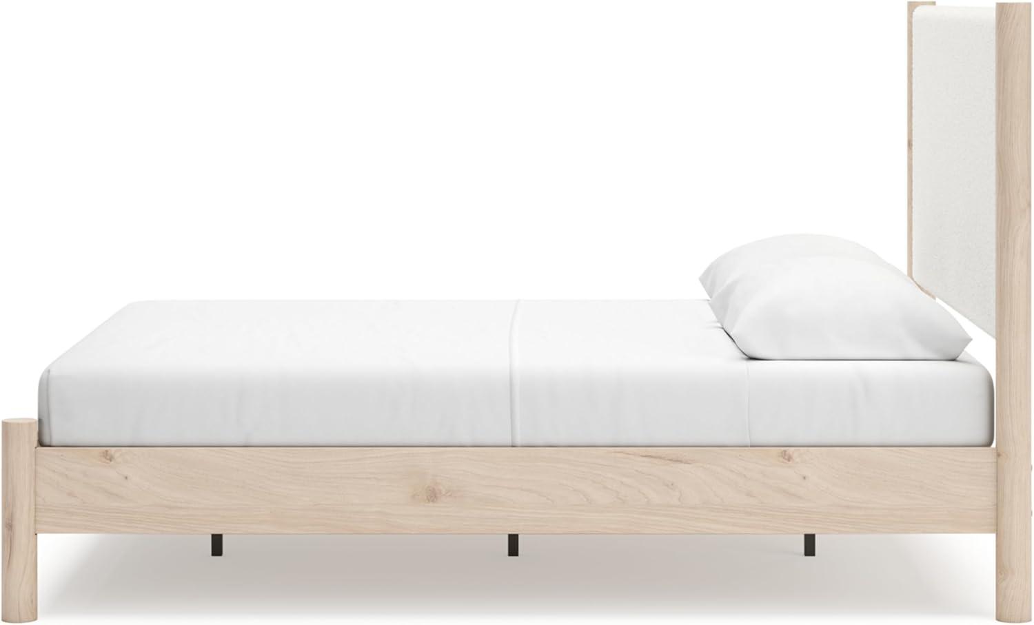 imageSignature Design by Ashley Cadmori Modern Queen Upholstered Platform Bed Foundation or Box Spring Not Needed Black amp WhiteTwotone